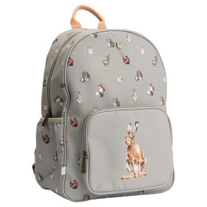 Wrendale Design-Rucksack-Hannah Dale-Woodlanders-Wildtiere-Hase-Kaninchen-Fuchs-Eichhoernchen-beige