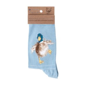 Wrendale Design-Socken-Frauengroesse-pfoetli shop-Ente-Duck-blau-a waddle and a quacke