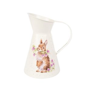 Wrendale Design-Vase-Kaninchen-Blumen-Blumenvase-Hase-Ostern-weiss-lila-braun