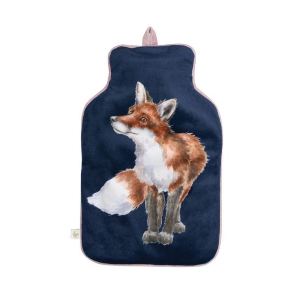 Wrendale Design-by Hanna Dale-Made in UK-England-Wärmeflasche-Bettflasche-warme Fuesse-Winter-kuschlig-Fuchs-dunkelblau