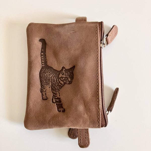 Portemonnaie - Geldbörse - Schlüsselanhänger - Leder - Katze