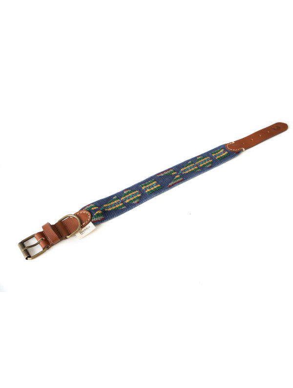 correa-etna-azul-gelfochten-Hundehalsband-Halsband-Bio-Rindsleder-Stylish-blau