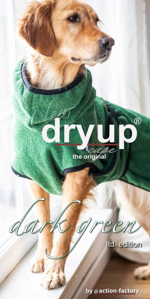 dryup-Hundebadelmantel-bademantel-Hund-schnell trocken-Frottee-dark green