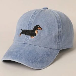 pfoetli-shop-Baseball Cap-Meutze-Accessoire-Kappe-Dog Mom-Hund-Hundemamma-trendig-Sonnenschutz-Baumwolle-gewaschene Baumwolle-blau-Dackel-Sauce dog