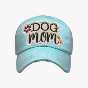 pfoetli-shop-Baseball Cap-Meutze-Accessoire-Kappe-Dog Mom-Hund-Hundemamma-trendig-Sonnenschutz-Baumwolle-gewaschene Baumwolle-hellblau