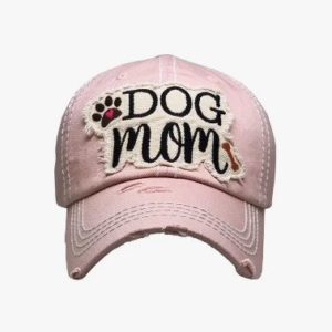 pfoetli-shop-Baseball Cap-Meutze-Accessoire-Kappe-Dog Mom-Hund-Hundemamma-trendig-Sonnenschutz-Baumwolle-gewaschene Baumwolle-rosa-2