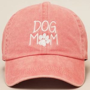 pfoetli-shop-Baseball Cap-Meutze-Accessoire-Kappe-Dog Mom-Hund-Hundemamma-trendig-Sonnenschutz-Baumwolle-gewaschene Baumwolle-rot