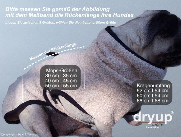 DRYUP cape MOPS, Frenchie & Co. Hundebademantel in 3 Farben – Bild 3